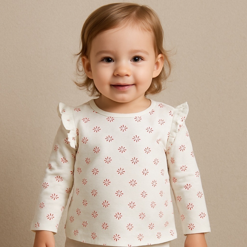 Aspen Kids Ruffle Shoulder Long Sleeve Top 24M